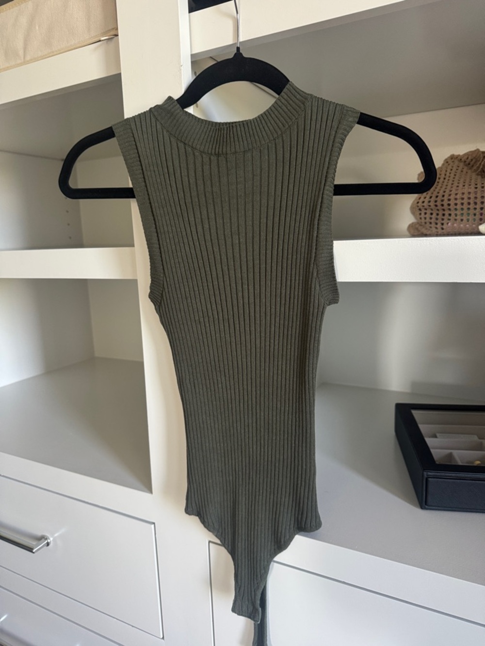 Altard State Sleeveless Ribbed Olive Green Knit Bodysuit-NEW WO TAGS